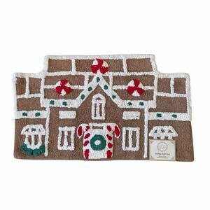 Gingerbread House Bath Rug 20x32 Cotton Christmas Holiday Bath Decor NEW
